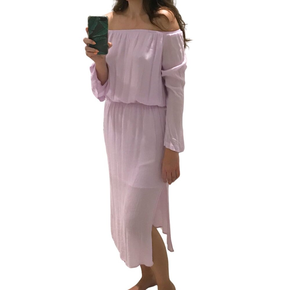 Calvin Klein Jeans Cold Shoulder Midi Dress Lilac M